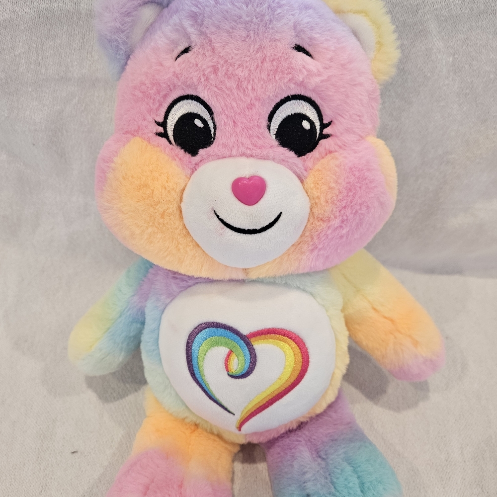 Rare Fun Care Bears 14" Togetherness Rainbow Tie Dye 2021 Stuffed Plush Unique